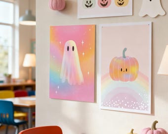 Pastell Halloween Geist Druck, Kinderzimmer Wandkunst (digitaler Download)