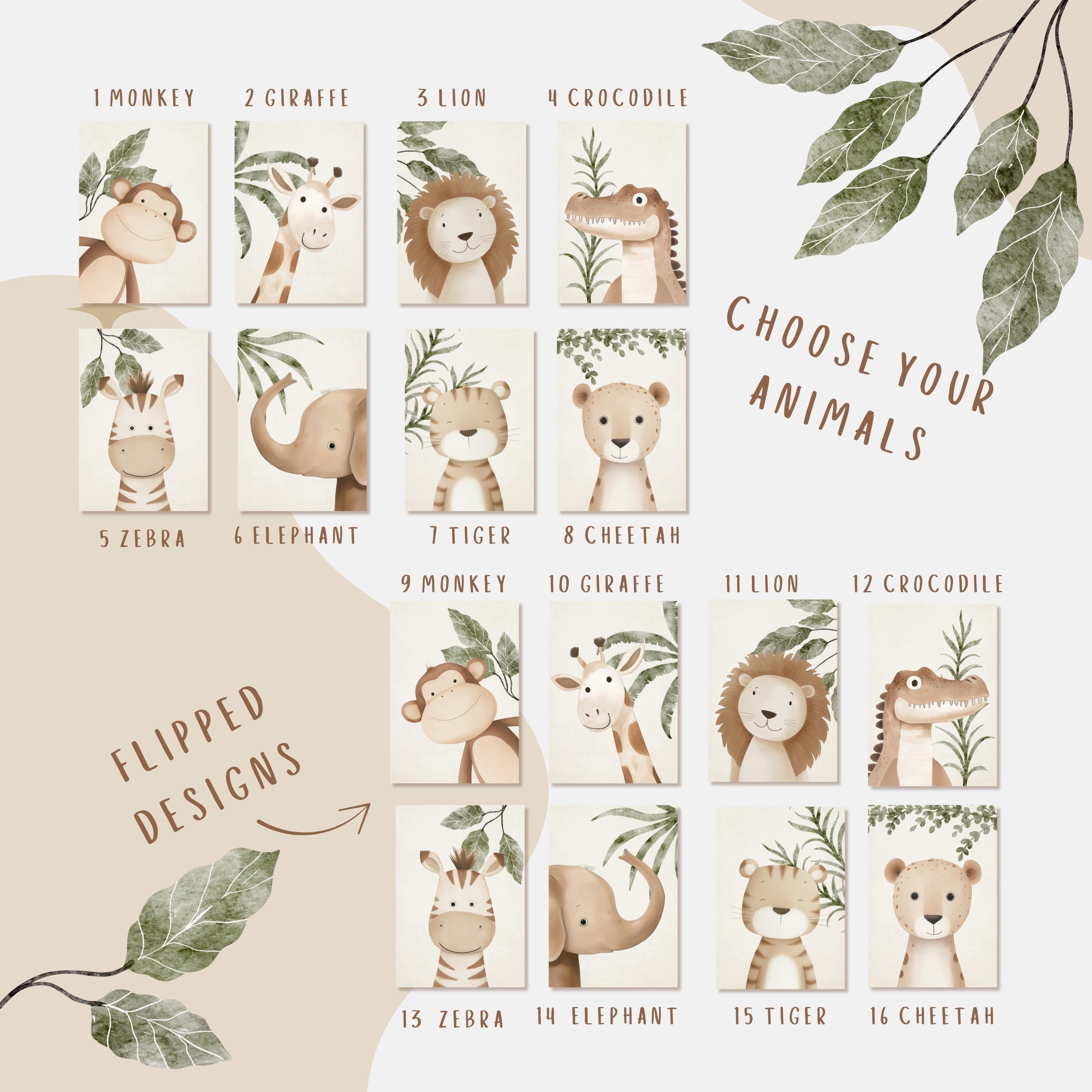 Safari Animal Nursery Print, Boho Jungle Wall Art - Etsy