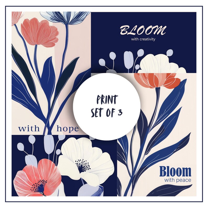 Motivational Floral Wall Art Set 3 Printables for Your Home Decor