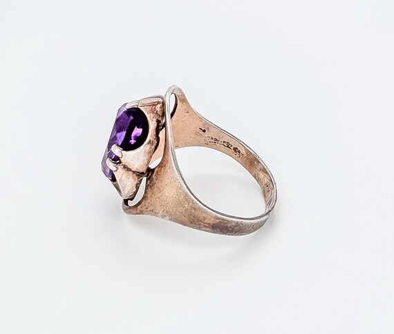 Silver ring with gold plating purple ruby stone. … - image 8