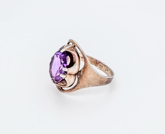 Silver ring with gold plating purple ruby stone. … - image 9