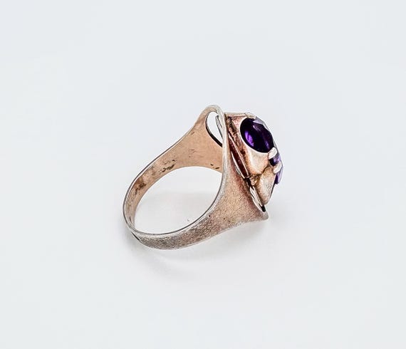 Silver ring with gold plating purple ruby stone. … - image 5