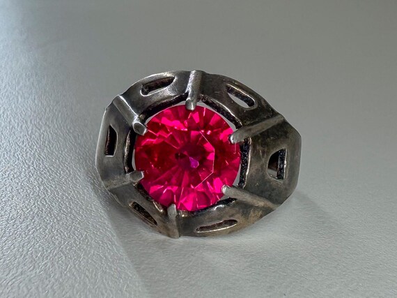 Soviet vintage silver ring with red ruby ussr.Sil… - image 5
