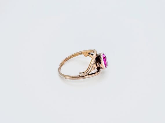 Vintage Soviet Sterling Silver Gold Plated Ruby R… - image 3