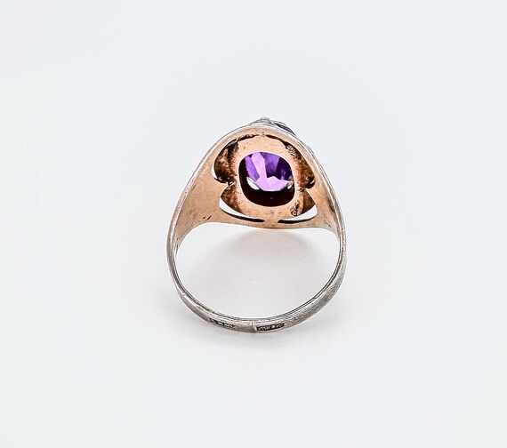 Silver ring with gold plating purple ruby stone. … - image 6