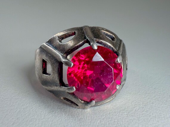 Soviet vintage silver ring with red ruby ussr.Sil… - image 3