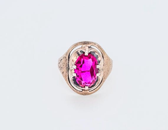 Soviet  Silver Ring with Red Ruby . Branded Star … - image 8