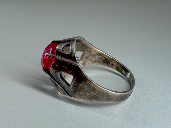 Soviet vintage silver ring with red ruby ussr.Sil… - image 7