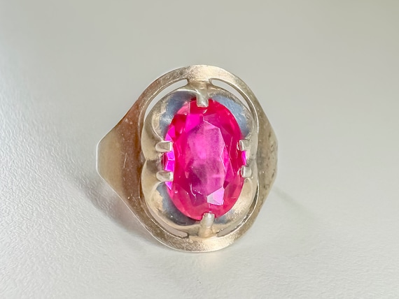 Soviet  Silver Ring with Red Ruby . Branded Star … - image 6