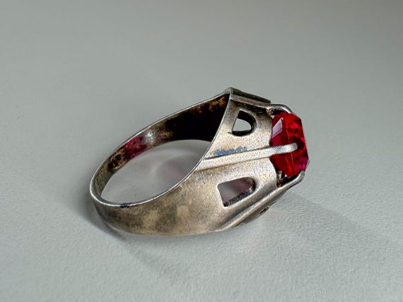 Soviet vintage silver ring with red ruby ussr.Sil… - image 9