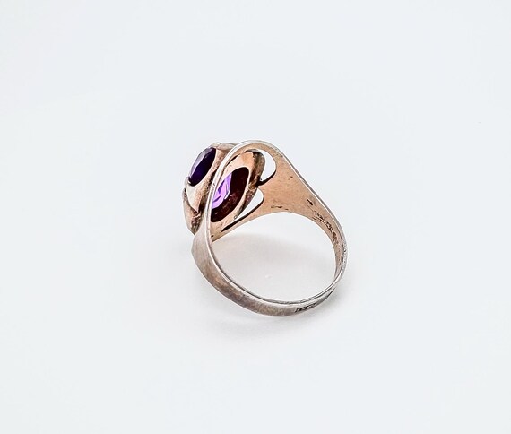 Silver ring with gold plating purple ruby stone. … - image 7