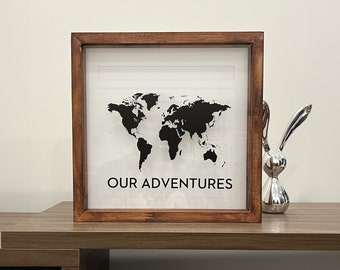 Personalized Wooden Shadow Box: Travel Keepsake Memory Box
