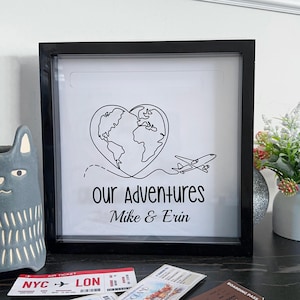 Travel Shadow Box Ticket Display, Adventure Memory Box, Travel Lover Keepsake Gift