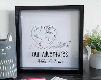 Travel Shadow Box Ticket Display, Adventure Memory Box, Travel Lover Keepsake Gift