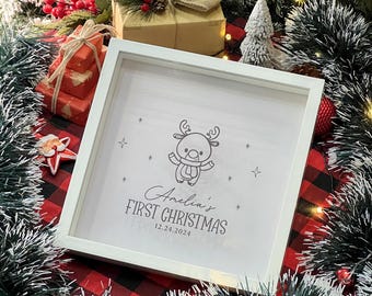 Personalized Baby's First Christmas Photo Box: Wooden Keepsake Gift