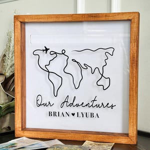 Custom World Map Shadow Box for Travel Tickets