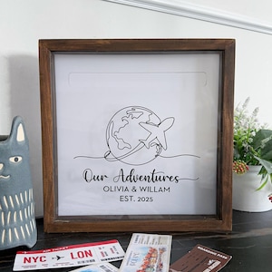 Gift for Travelers, Ticket Memory Shadow Box, Travel Collector Keepsake Display