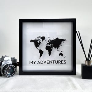 Wooden Adventure Memory Box: Photo Display, Travel Souvenir Gift