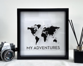 Wooden Adventure Memory Box: Photo Display, Travel Souvenir Gift