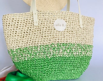 Handmade crochet unique raffia handbag, luxury design summer tote, shoulder handbag, hand-woven.