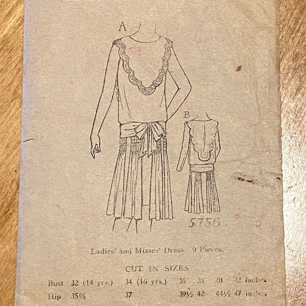 1920s Ladies Home Journal dress pattern, B36, H39.5