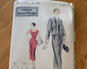 1950s Vogue Special Design S-4381. One piece dress and jacket. Sz 12