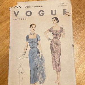 1953 Vogue dress pattern, sz 16