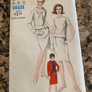 Patron de veste et de robe deux pièces Vogue des années 1960, t 10