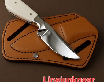 Handmade Cowboy Knife and leather sheath , Cowgirl EDC knife , Church carry , Gift for Him