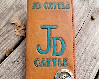 Custom Western Tooled Leather Bifold Wallet - Personalized Cowboy Billfold with Eagle Concho