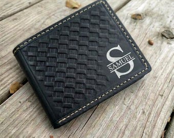 Personalized Leather Wallet for Men, Engraved Bifold Wallet, Full Grain Leather Wallet Gift for Him