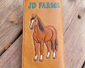 Personalized Western Tooled Leather Bifold Wallet - Cowboy Wallet - Horse Tooled Leather Wallet - Cowboy Gifts