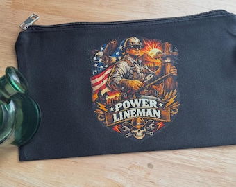 Heavy-Duty Power Lineman Canvas Zipper Tool Pouch