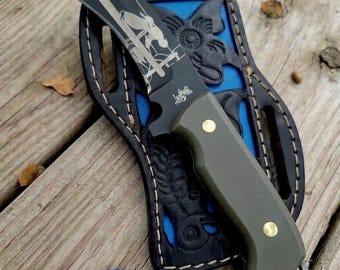 Handmade Lineman hawkbill Knife with Leather Sheath, 01 tool Steel Blade, gift for dad , lineman tool