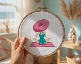 Schema punto croce "Ragazza in spiaggia" - Download digitale PDF