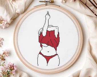 Dito medio sovversivo femminile femminile - Schema punto croce - Download digitale PDF