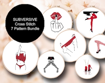 PACCHETTO DI SETTE MODELLI - Schemi punto croce per donne sovversive - Download digitale PDF