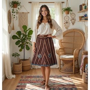 Kathmandu Nepal Embroidered Maxi Skirt Whimsigoth Festival Fairy Boho Size Large image 1