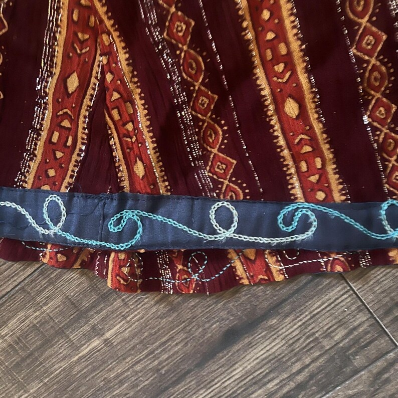 Kathmandu Nepal Embroidered Maxi Skirt Whimsigoth Festival Fairy Boho Size Large image 6