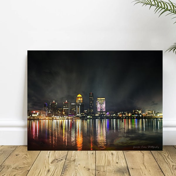 Louisville Kentucky Cityscape Skyline Landscape Lights - Travel Art Print, Wall Art, Bar Art, Photography Print