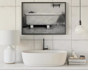 Baignoire sur pieds vintage baignoire - impression d'art de voyage, art mural, art de bar, art de salle de bain, décoration d'intérieur, impression de photographie