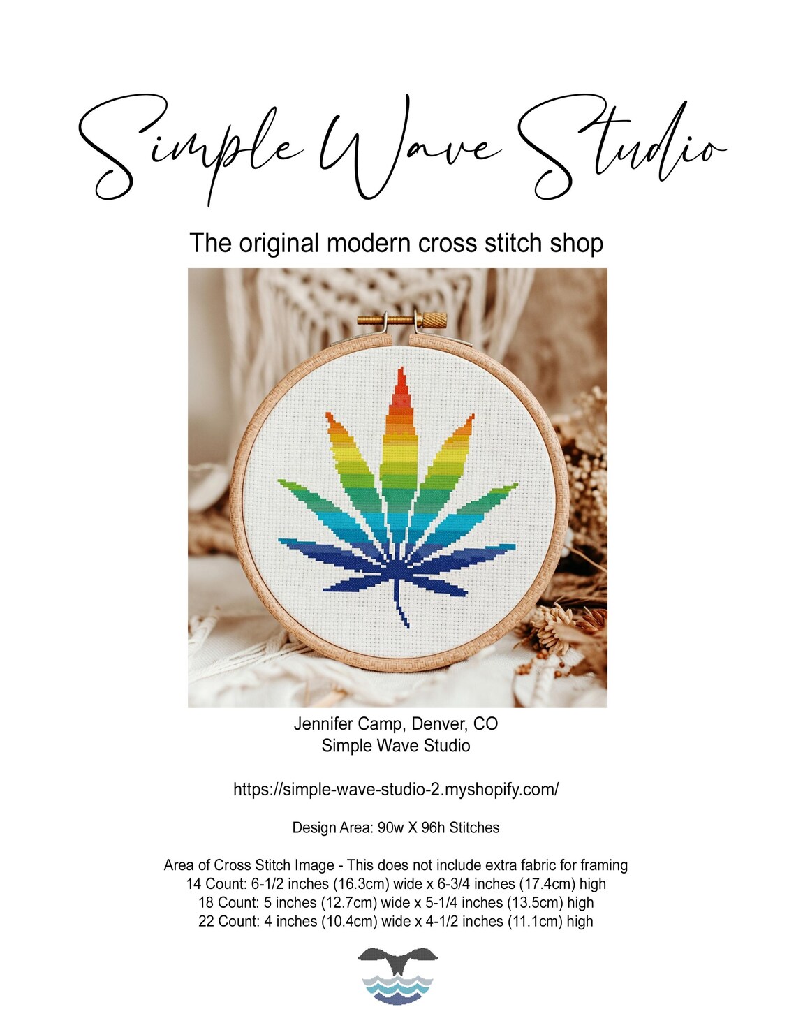 Rainbow Weed Leaf Cross Stitch Pattern - Colorful Spring (PDF Digital ...