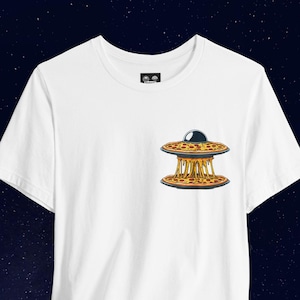 UFO Pizza T-Shirt | Quirky Alien Pizza Tee | Funny Sci-Fi Food Shirt | Unisex Cosmic Pizza Lover Gift | Unique Space-Themed Apparel