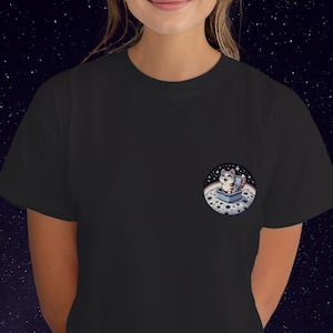 Cat Shirts | Funny Cat Shirts | Cartoon Moon Cat Litter Box | Pets | Space | Universe | Unisex | Women's Short Sleeve Pocket Print