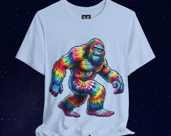 Tie Dye Big-Foot T-Shirt | Funny Big Foot, Tie Dye Yeti Graphic, Sasquatch Unisex Tee, Cryptid Creature Top Men & Women Short Sleeve T-Shirt