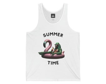 Lagoon Lounger Tank Top | Monster Summer Vibes Tee | Black Lagoon Shirt | Horror movies Gifts | Sci-Fi tee | Unisex Men's Jersey Tank