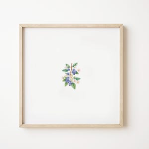 Kitchen Art Print, Mini Blueberry Watercolor Painting, Digital Download Tiny Wall Decor
