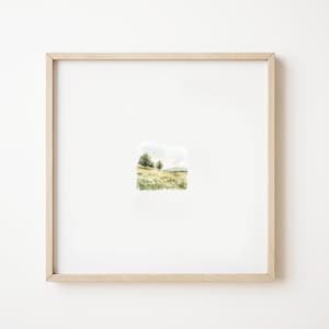 Mini Watercolor Art, Landscape Print, Printable Country Landscape Painting, Mini Wall Decor Digital Download