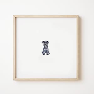 Black Schnauzer Art Print, Digital Dog Wall Decor, Mini Watercolor Painting