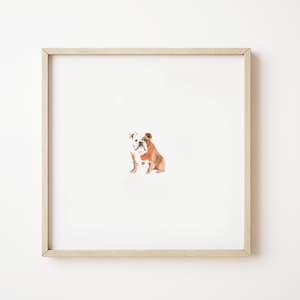 English Bulldog Art Print, Watercolor Dog Digital Download, Small Wall Decor, Mini Watercolor Painting